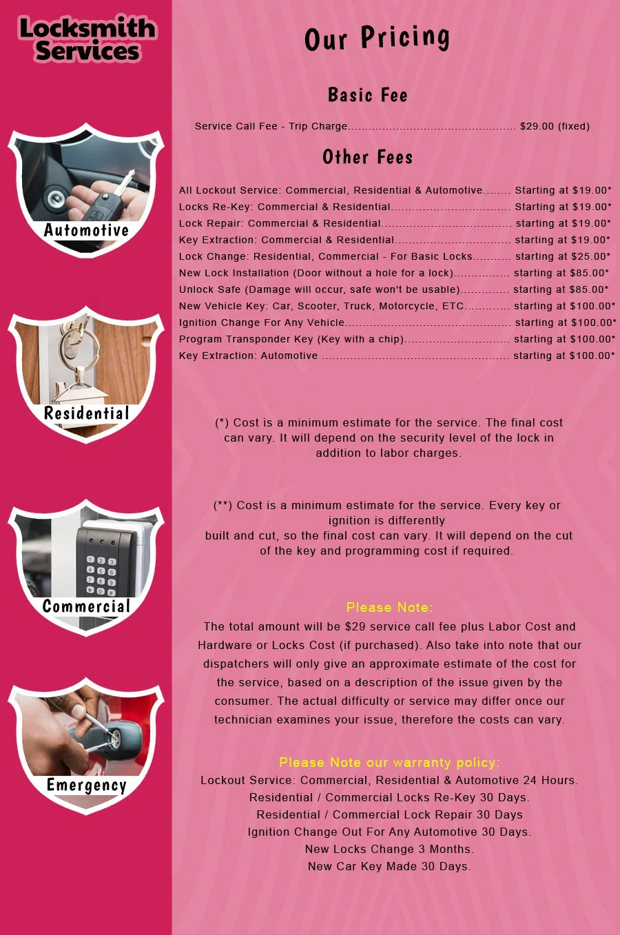 South Amboy NJ Locksmith Store South Amboy, NJ 732-663-9817 - price-list-c-18